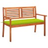 Banc de jardin 2 places avec coussin 120 cm Bois d'eucalyptus 