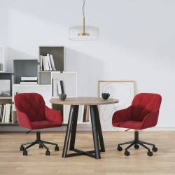 Chaises pivotantes à manger lot de 2 Rouge bordeaux Velours 