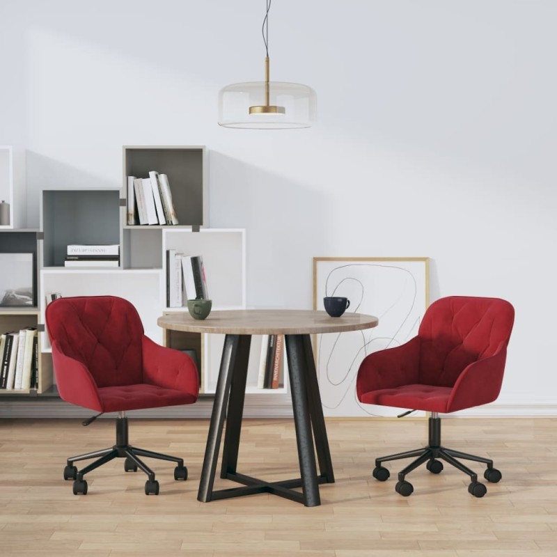 Chaises pivotantes à manger lot de 2 Rouge bordeaux Velours 