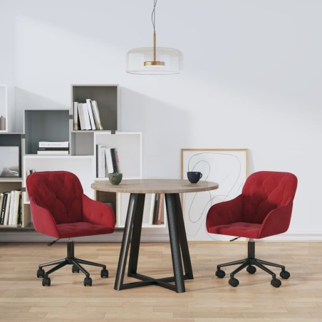 Chaises pivotantes à manger lot de 2 Rouge bordeaux Velours 