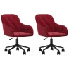 Chaises pivotantes à manger lot de 2 Rouge bordeaux Velours 