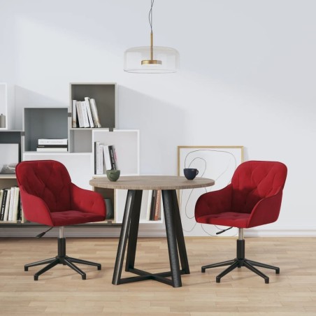 Chaises pivotantes à manger lot de 2 Rouge bordeaux Velours 