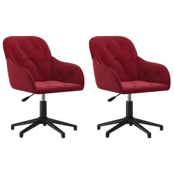 Chaises pivotantes à manger lot de 2 Rouge bordeaux Velours 