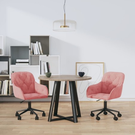 Chaises pivotantes à manger lot de 2 Rose Velours 