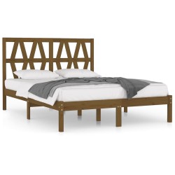 Cadre de lit sans matelas marron miel bois massif 200x200 cm 