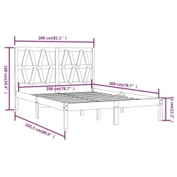 Cadre de lit sans matelas marron miel bois massif 200x200 cm 