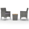 Ensemble de bistro 3 pcs Résine tressée et bois d'acacia Gris 