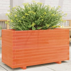 Jardinière cire marron 90x40x49,5 cm bois de pin massif 