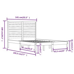 Cadre de lit sans matelas 135x190 cm bois massif 