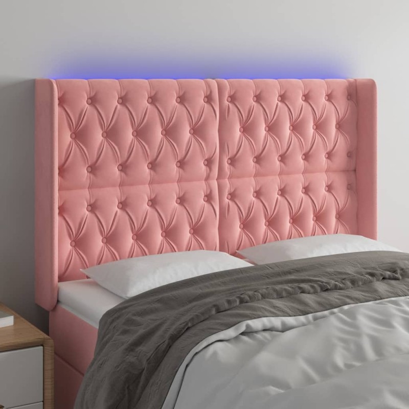 Tête de lit à LED Rose 163x16x118/128 cm Velours 