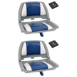 Ensemble de sièges de bateau pliables 4 pcs oreiller bleu blanc 
