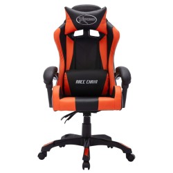 Fauteuil de jeux vidéo avec LED RVB Orange et noir Similicuir 