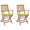 Chaises pliables de jardin lot de 2 avec coussins Bois d'acacia 