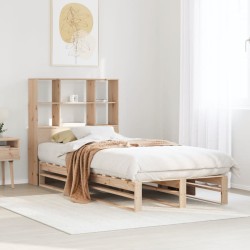 Lit bibliothèque sans matelas 90x200 cm bois massif 