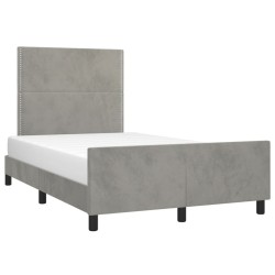 Cadre de lit sans matelas gris clair 120x190 cm velours 