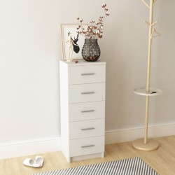 Commode haute bois d'ingénierie 41x35x106 cm Blanc 