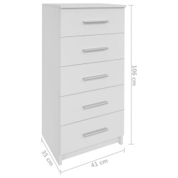 Commode haute bois d'ingénierie 41x35x106 cm Blanc 