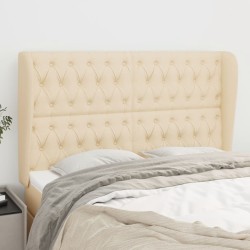 Tête de lit avec oreilles Crème 163x23x118/128 cm Tissu 