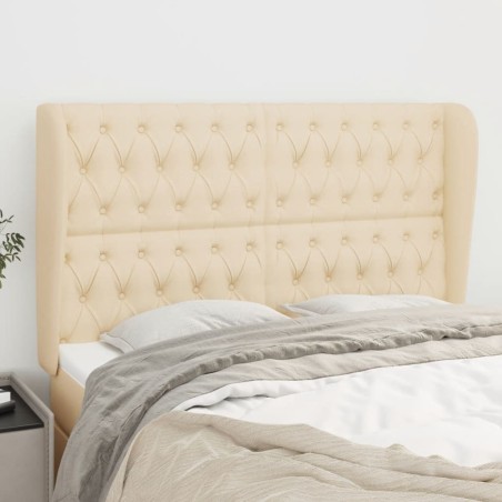 Tête de lit avec oreilles Crème 163x23x118/128 cm Tissu 