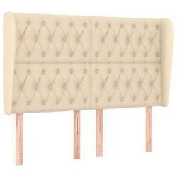Tête de lit avec oreilles Crème 163x23x118/128 cm Tissu 
