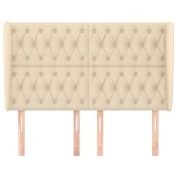 Tête de lit avec oreilles Crème 163x23x118/128 cm Tissu 