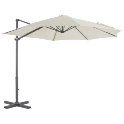 Parasol de jardin en porte-à-faux et poteau en aluminium sable 