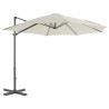Parasol de jardin en porte-à-faux et poteau en aluminium sable 