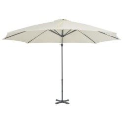 Parasol de jardin en porte-à-faux et poteau en aluminium sable 