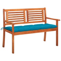 Banc de jardin 2 places avec coussin 120 cm Bois d'eucalyptus 