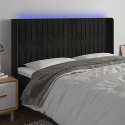 Tête de lit à LED Noir 183x16x118/128 cm Velours 