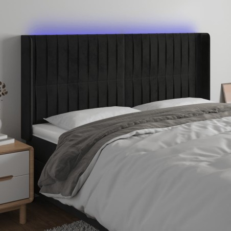 Tête de lit à LED Noir 183x16x118/128 cm Velours 