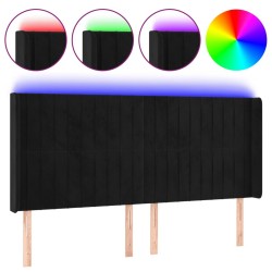 Tête de lit à LED Noir 183x16x118/128 cm Velours 