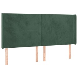 Tête de lit avec oreilles Vert foncé 203x16x118/128 cm Velours 
