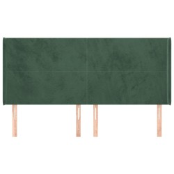 Tête de lit avec oreilles Vert foncé 203x16x118/128 cm Velours 