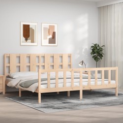 Cadre de lit sans matelas bois de pin massif 