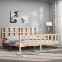 Cadre de lit sans matelas bois de pin massif 