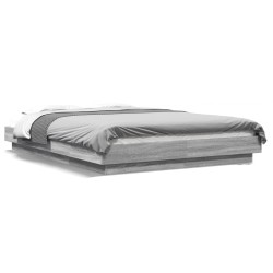 Cadre de lit et lumières LED sans matelas sonoma gris 135x190cm 