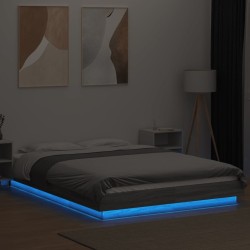 Cadre de lit et lumières LED sans matelas sonoma gris 135x190cm 