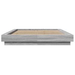 Cadre de lit et lumières LED sans matelas sonoma gris 135x190cm 