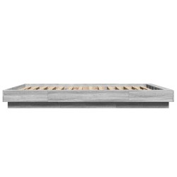 Cadre de lit et lumières LED sans matelas sonoma gris 135x190cm 
