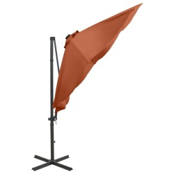 Parasol de jardin en porte-à-faux avec mât et lumières LED 
