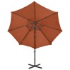 Parasol de jardin en porte-à-faux avec mât et lumières LED 