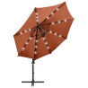 Parasol de jardin en porte-à-faux avec mât et lumières LED 