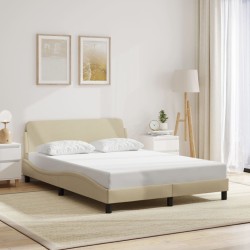 Cadre de lit sans matelas crème 140x190 cm tissu 