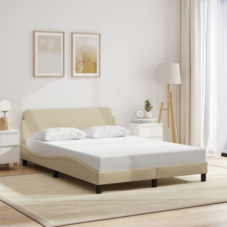 Cadre de lit sans matelas crème 140x190 cm tissu 
