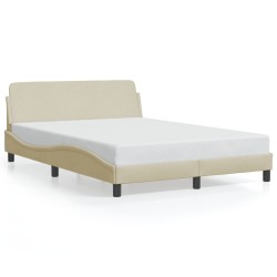 Cadre de lit sans matelas crème 140x190 cm tissu 