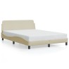 Cadre de lit sans matelas crème 140x190 cm tissu 