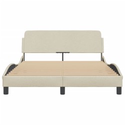 Cadre de lit sans matelas crème 140x190 cm tissu 