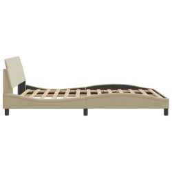 Cadre de lit sans matelas crème 140x190 cm tissu 
