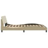 Cadre de lit sans matelas crème 140x190 cm tissu 